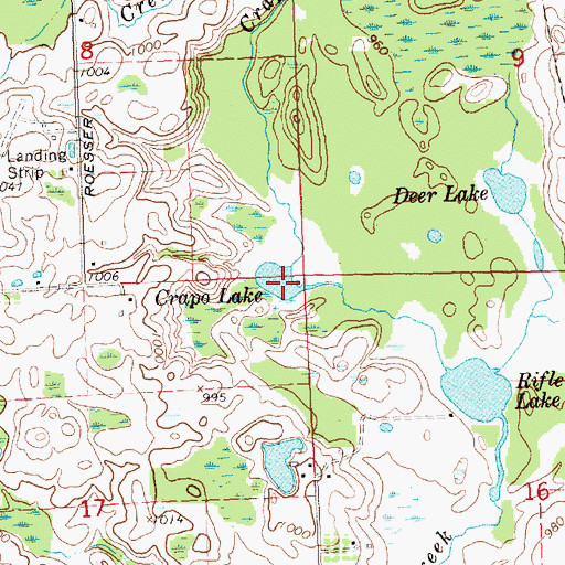 Topographic Map of Crapo Lake, MI