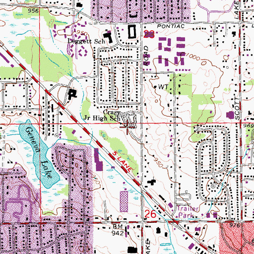 Topographic Map of Crary Junior High School, MI