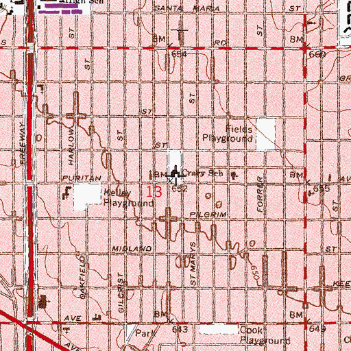 Topographic Map of Crary School, MI
