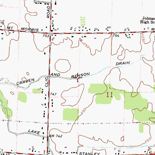 Topographic Map of Craven and Benson Drain, MI