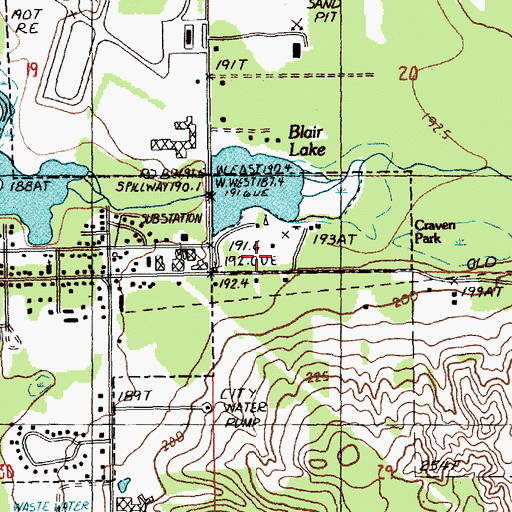 Topographic Map of Craven Park, MI