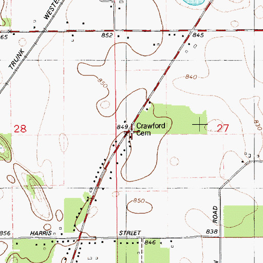 Topographic Map of Crawford Cemetery, MI