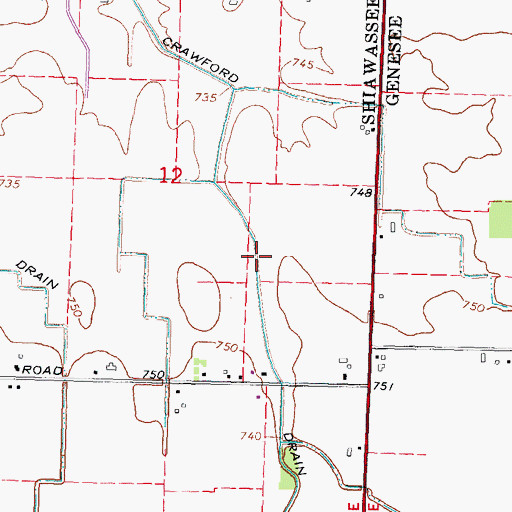 Topographic Map of Crawford Drain, MI