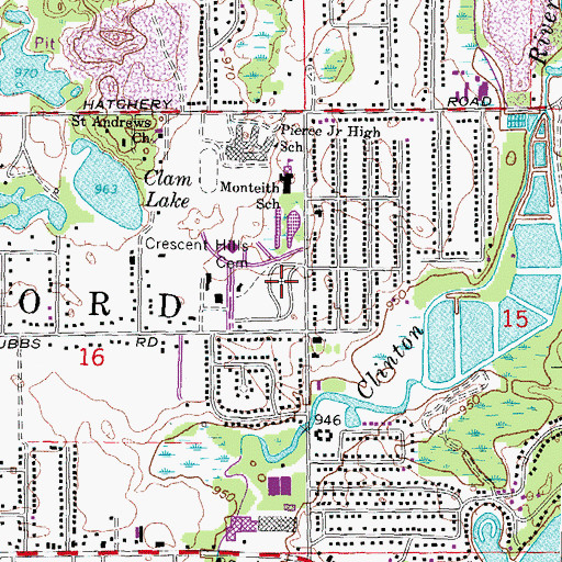 Topographic Map of Crescent Hills Cemetery, MI