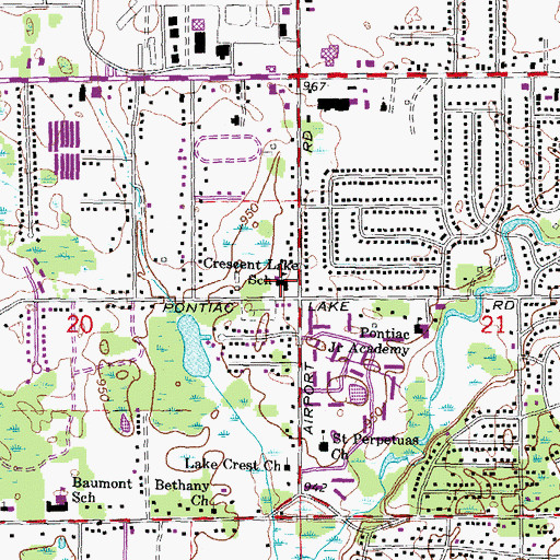 Topographic Map of Crescent Lake School, MI
