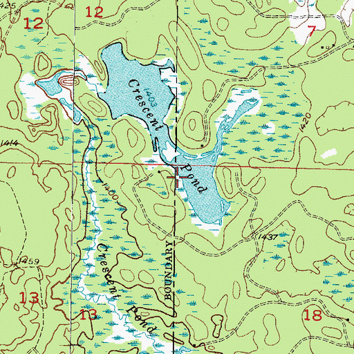 Topographic Map of Crescent Pond, MI