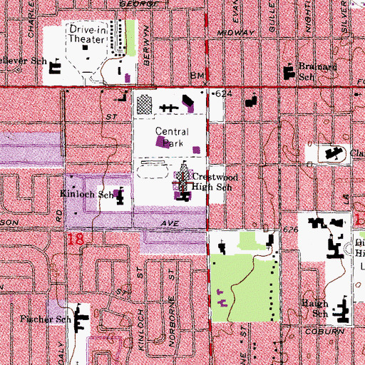 Topographic Map of Crestwood High School, MI