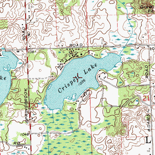 Topographic Map of Crispell Lake, MI