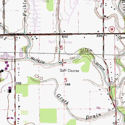 Topographic Map of Crittenden Drain, MI