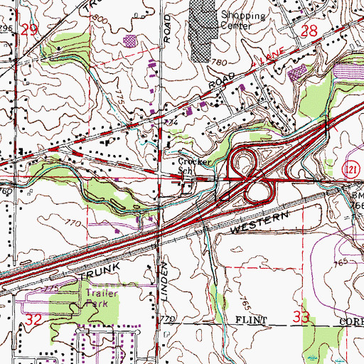 Topographic Map of Crocker School, MI