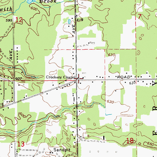 Topographic Map of Crockery Chapel, MI