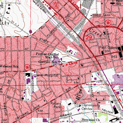 Topographic Map of Crofoot School, MI
