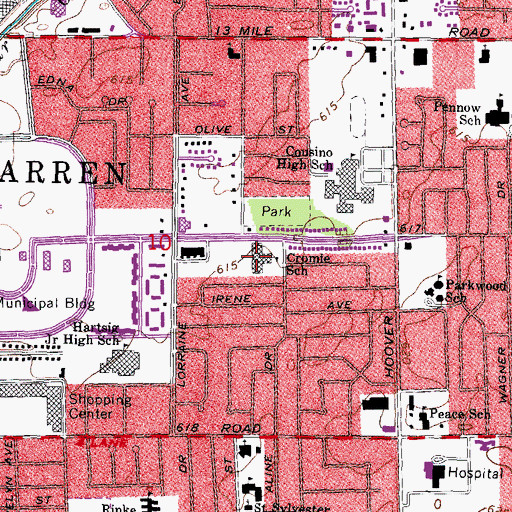 Topographic Map of Cromie School, MI