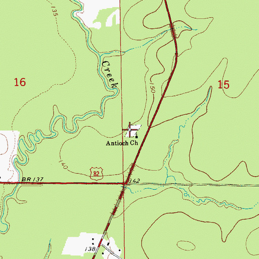 Topographic Map of Antioch Cemetery, AR