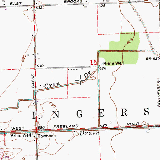 Topographic Map of Cron Drain, MI