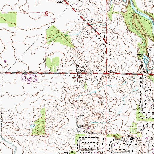 Topographic Map of Cronk Cemetery, MI
