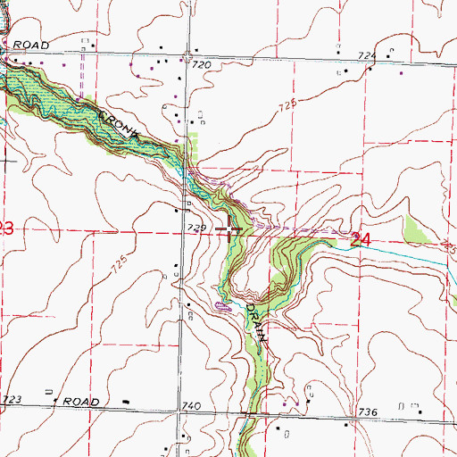 Topographic Map of Cronk Drain, MI