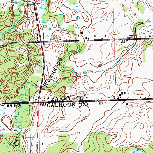 Topographic Map of Crooked Brook, MI