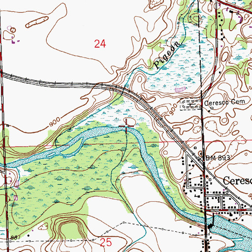 Topographic Map of Crooked Creek, MI