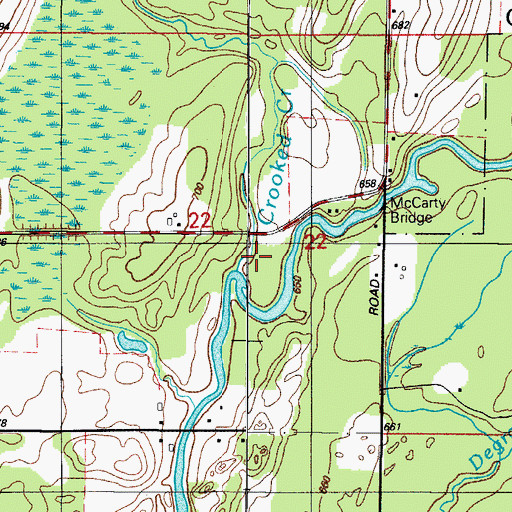 Topographic Map of Crooked Creek, MI
