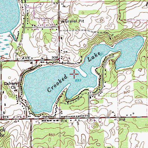 Topographic Map of Crooked Lake, MI