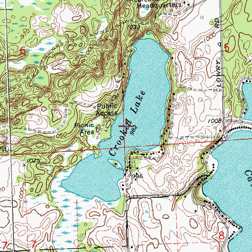 Topographic Map of Crooked Lake, MI