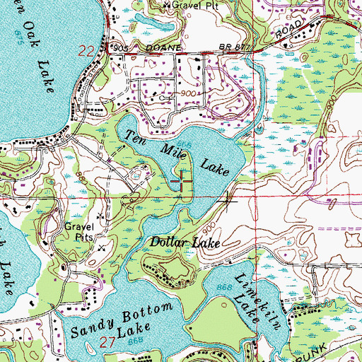 Topographic Map of Ten Mile Lake, MI