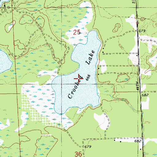 Topographic Map of Crooked Lake, MI