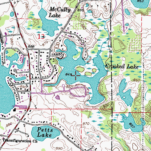 Topographic Map of Crooked Lake, MI