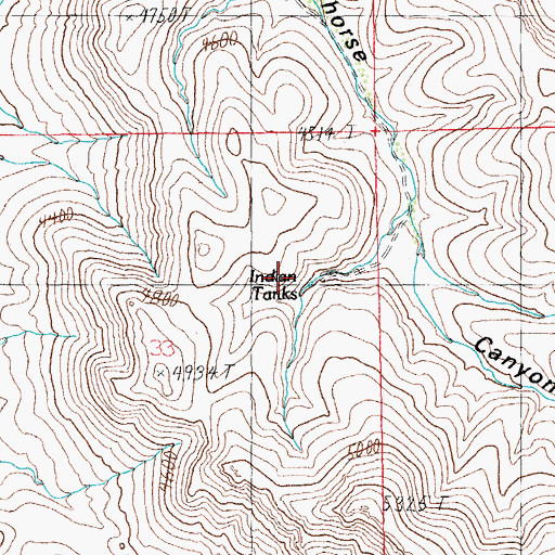 Topographic Map of Indian Tanks, AZ