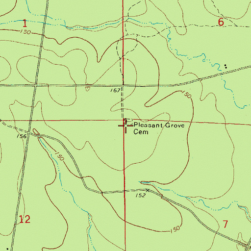 Topographic Map of Pleasant Grove Church (historical), AR