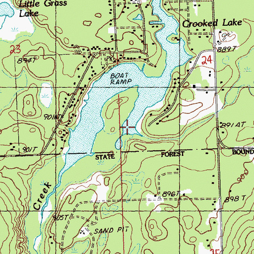 Topographic Map of Crooked Lake, MI