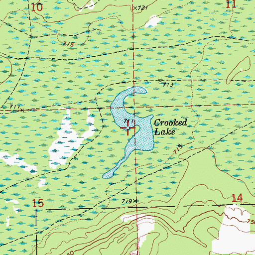 Topographic Map of Crooked Lake, MI