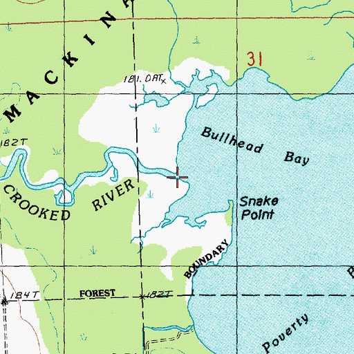 Topographic Map of Crooked River, MI