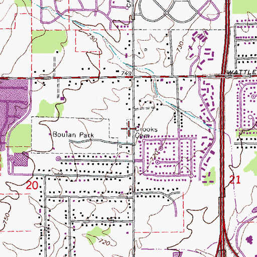 Topographic Map of Crooks Cemetery, MI