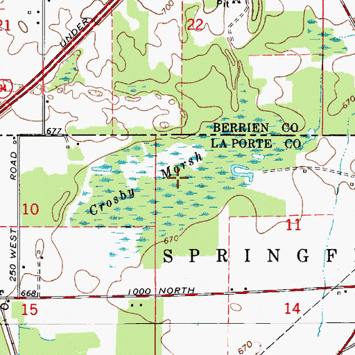 Topographic Map of Crosby Marsh, IN