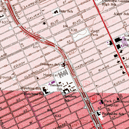 Topographic Map of Crosman School, MI