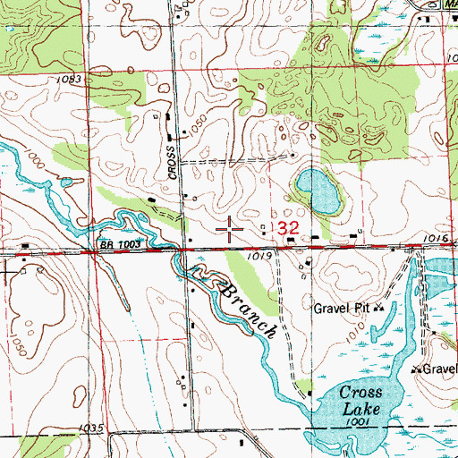 Topographic Map of Cross School, MI