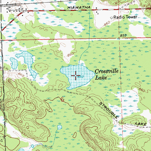 Topographic Map of Crossville Lake, MI