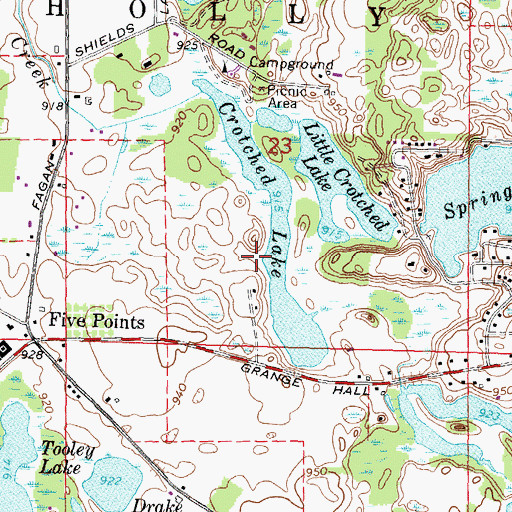 Topographic Map of Crotched Lake, MI
