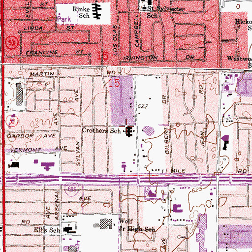 Topographic Map of Crothers School, MI