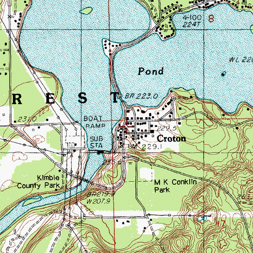 Topographic Map of Croton, MI