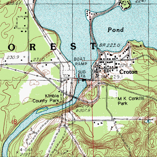 Topographic Map of Croton Dam, MI