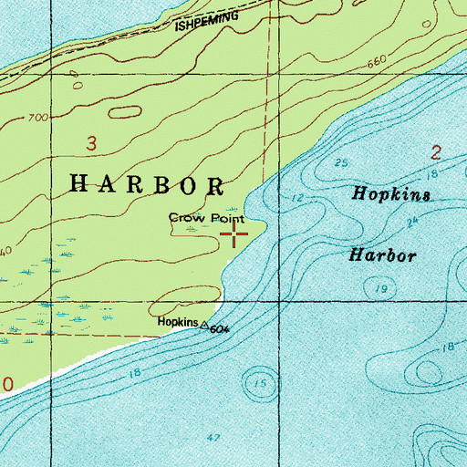 Topographic Map of Crow Point, MI