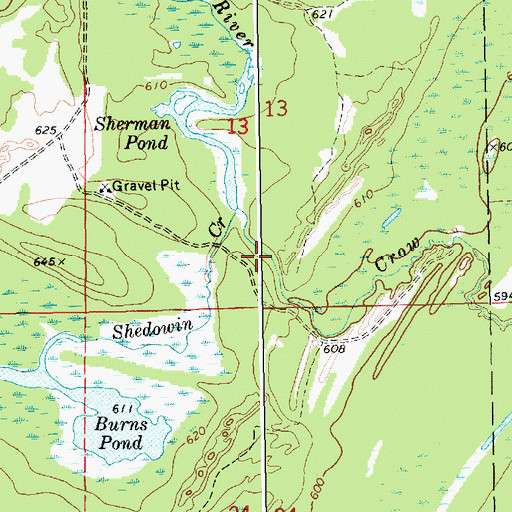 Topographic Map of Crow River, MI