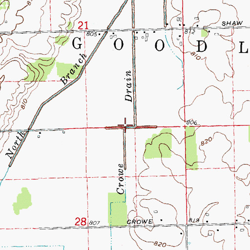 Topographic Map of Crowe Drain, MI