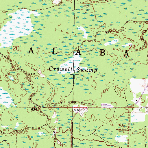 Topographic Map of Crowell Swamp, MI