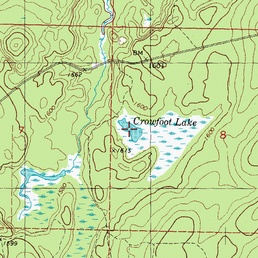 Topographic Map of Crowfoot Lake, MI