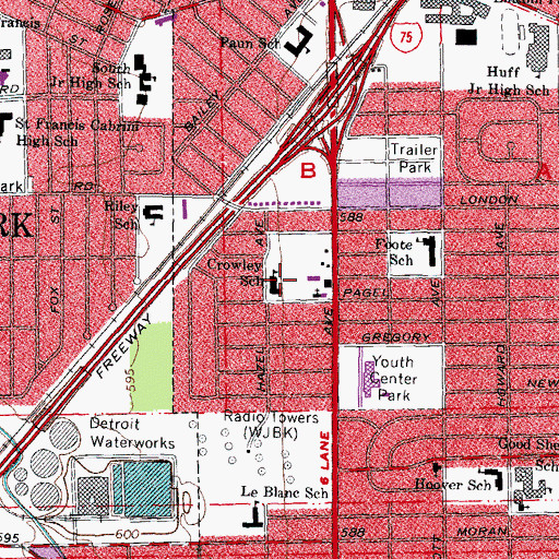 Topographic Map of Crowley School, MI