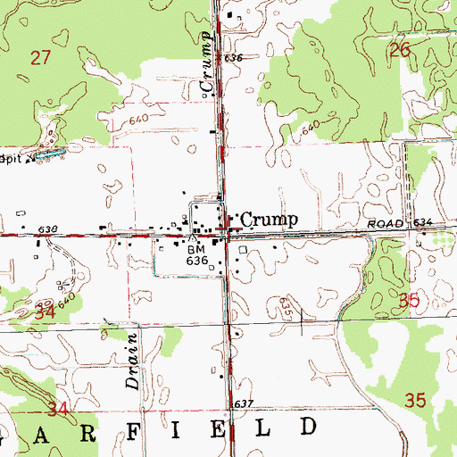 Topographic Map of Crump, MI
